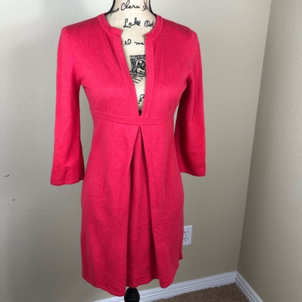 J. Crew Cashmere Deep V Sweater Coral Dress M